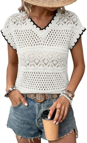 White Summer Tops Hollow Out Beach Crochet Cover Ups
