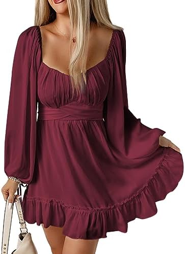 Wine Red Long Sleeve Wedding Guest Dress for 2025 Spring Fashion