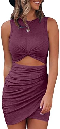 Wine Red Tank Dresses Cut Out Bodycon Mini Dress